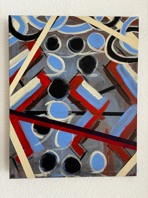 Cadeaus Kaartjes Abstract Colors Canvas Acrylic BLue Ornage Periwinkle Red Purple Grey